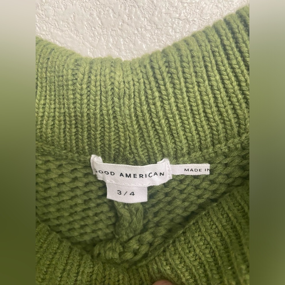 Good American Chunky Knit High Waisted Shorts Olive Green Lounge Cozy Core - Picture 8 of 12